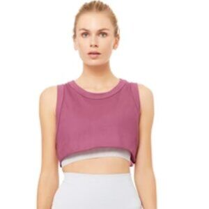 ALO Yoga Mauve/Pink Cropped Tank Top